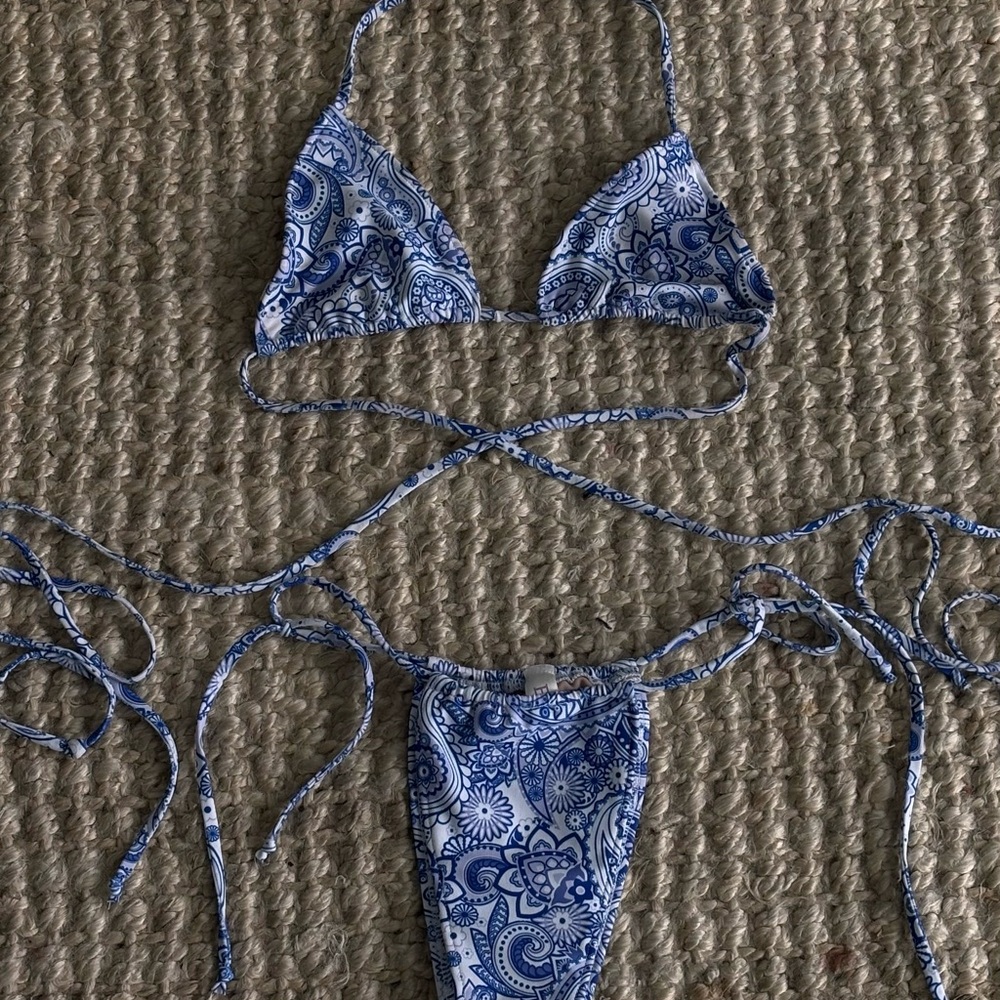 Blue Paisley Bikini Set